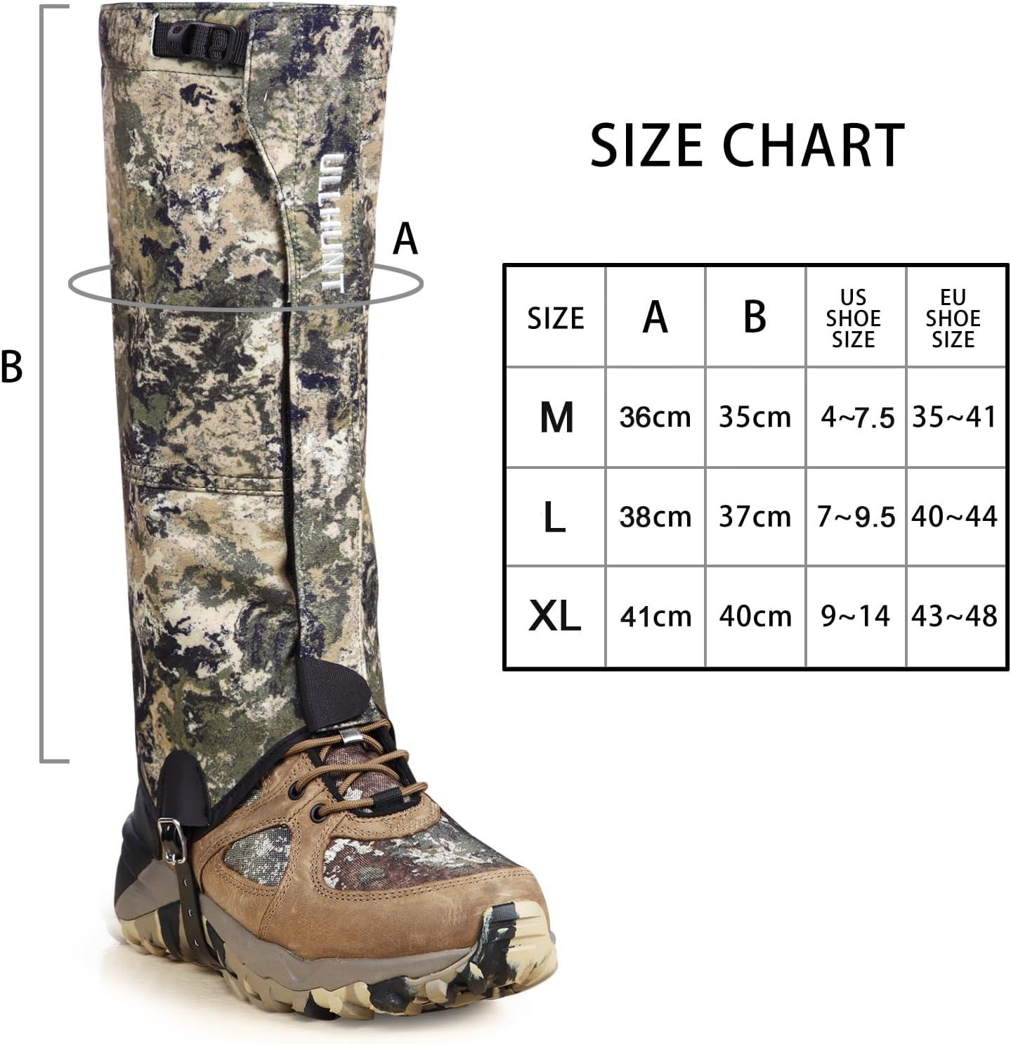 imageQOGIR Hunting Gaiters Boot Gaiters Durable Leg Gaiters for Hunting Waterproof Hiking Gaiters Adjustable Snow Boot GaitersXLarge