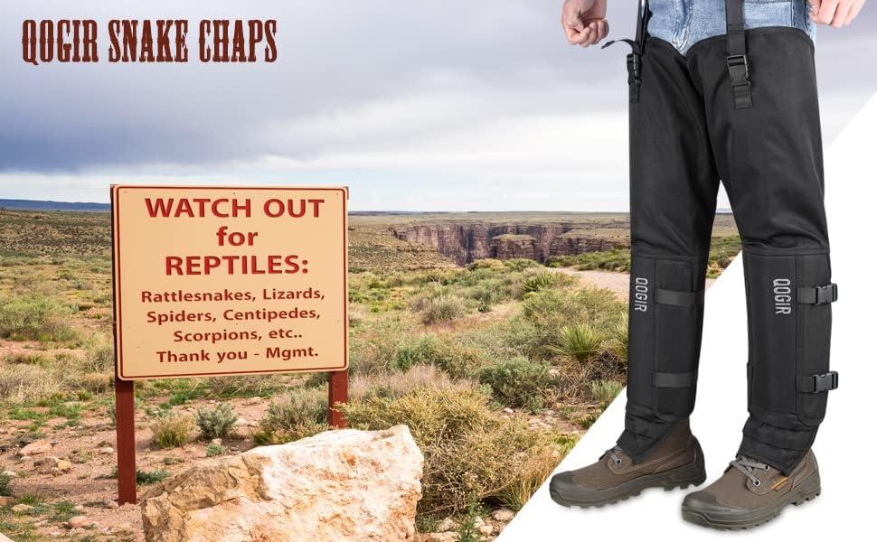 imageQOGIR Snake Chaps Snake Guard Gaiters for BriarProof Upland Hunting Chap Waterproof Brush Protector Chap Hunting GaitersBlack3 Pack