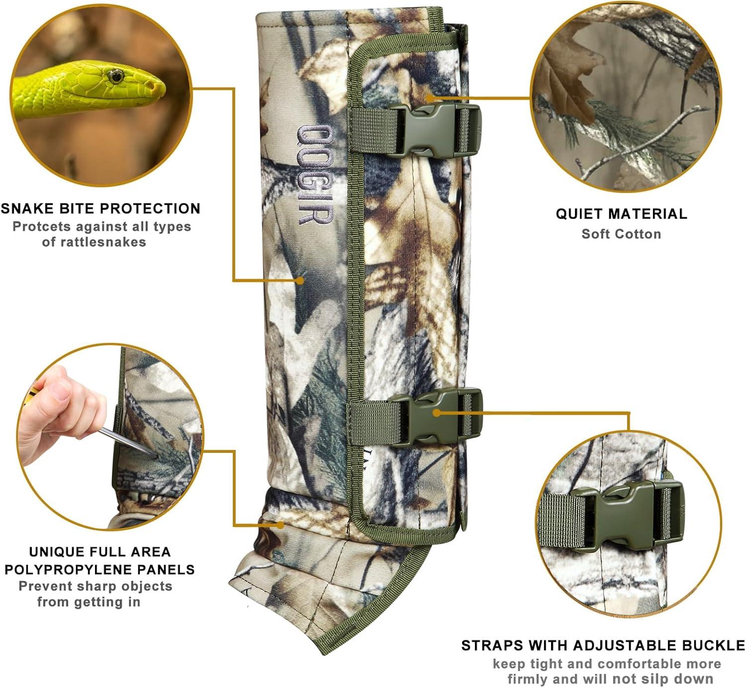imageQOGIR Snake Gaiters 3 Pack Durable Snake Guards for Hunting Snake Gaiter Leggings for Men ampamp Women Snake Bite Protection for Lower Legs Snake Proof GaitersTree Camo3 Pack