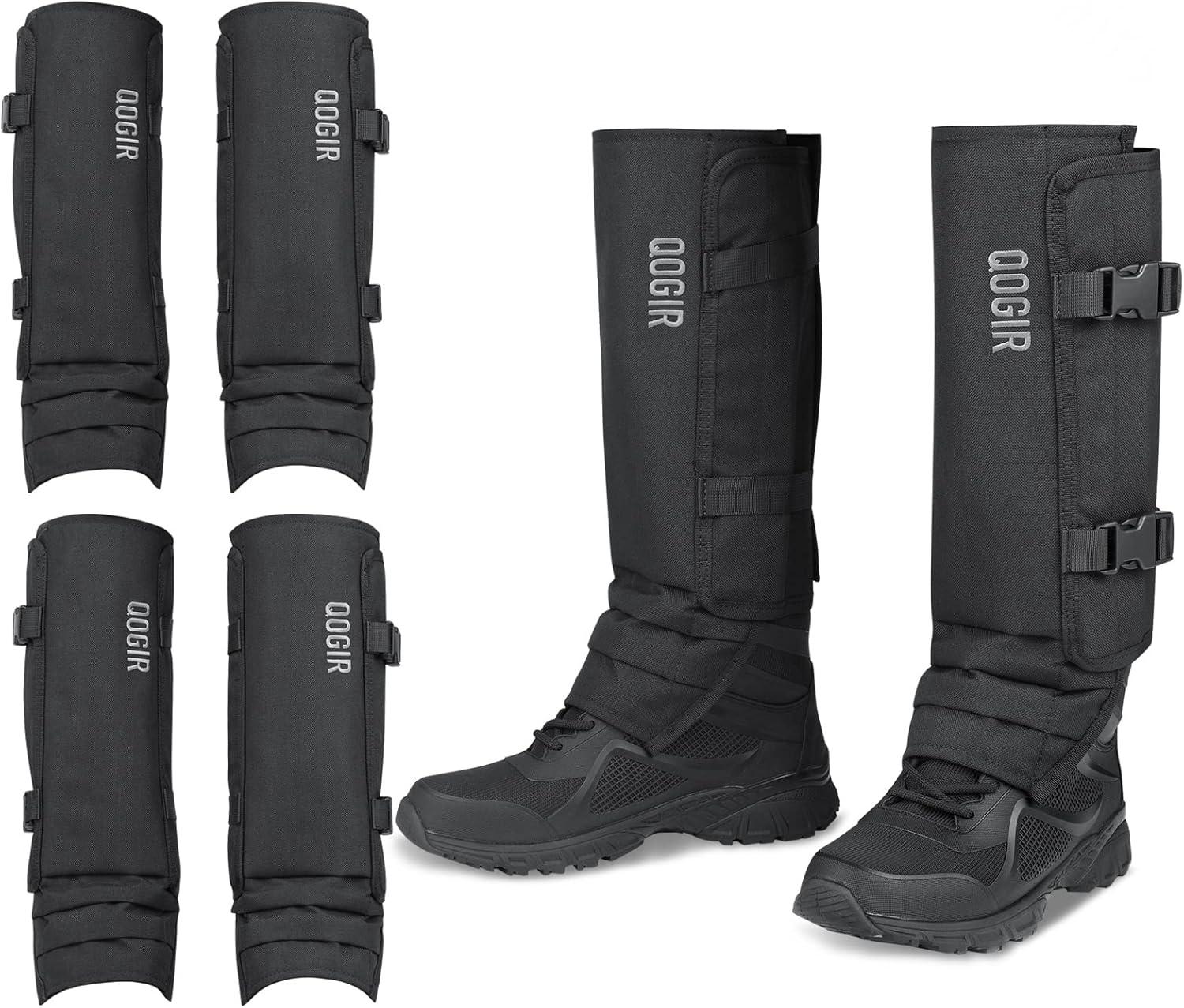 imageQOGIR Snake Gaiters 3 Pack Durable Snake Guards for Hunting Snake Gaiter Leggings for Men ampamp Women Snake Bite Protection for Lower Legs Snake Proof GaitersDark Black3 Pack