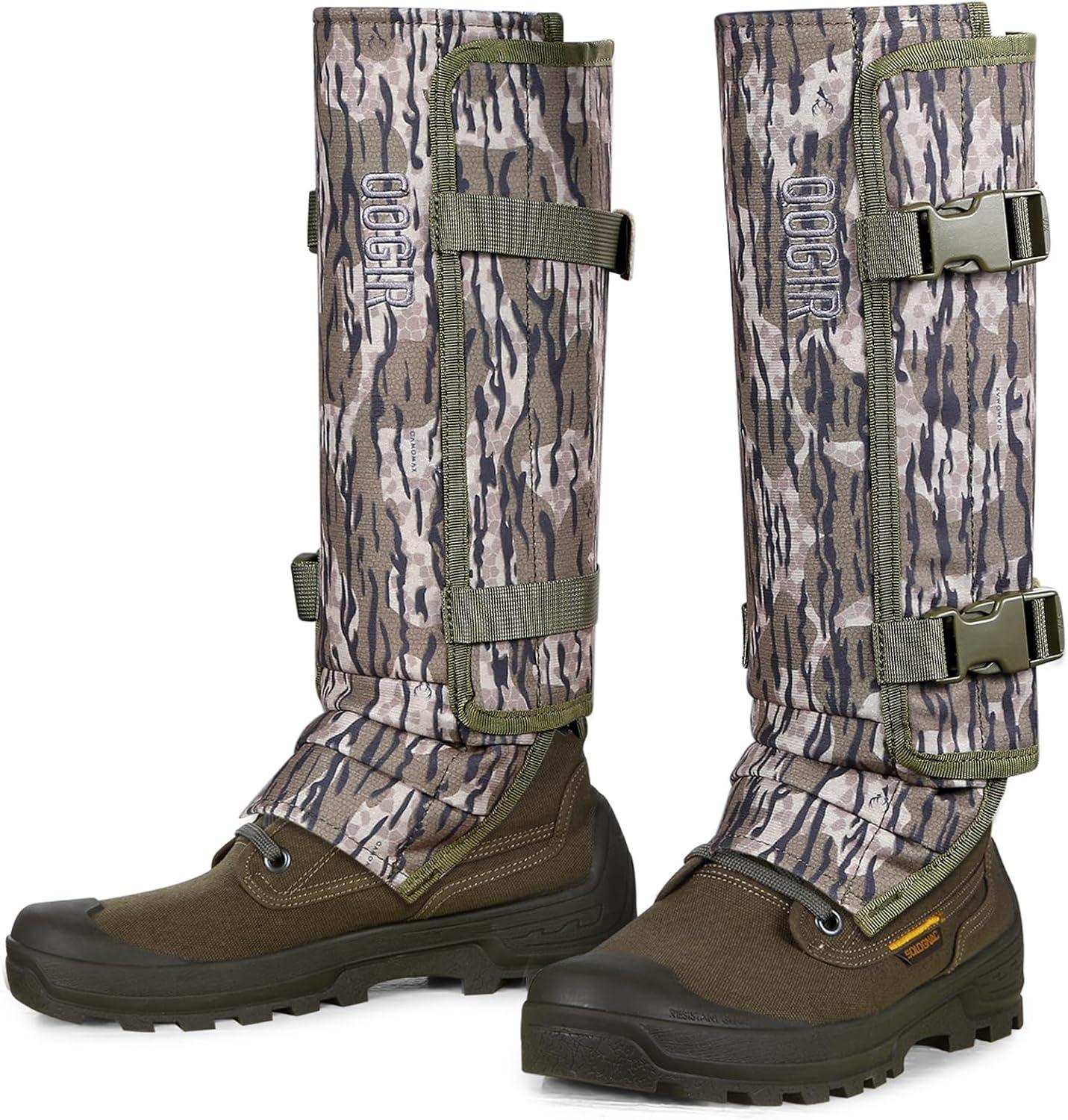 imageQOGIR Snake Gaiters 3 Pack Durable Snake Guards for Hunting Snake Gaiter Leggings for Men ampamp Women Snake Bite Protection for Lower Legs Snake Proof GaitersBark Camo3 Pack