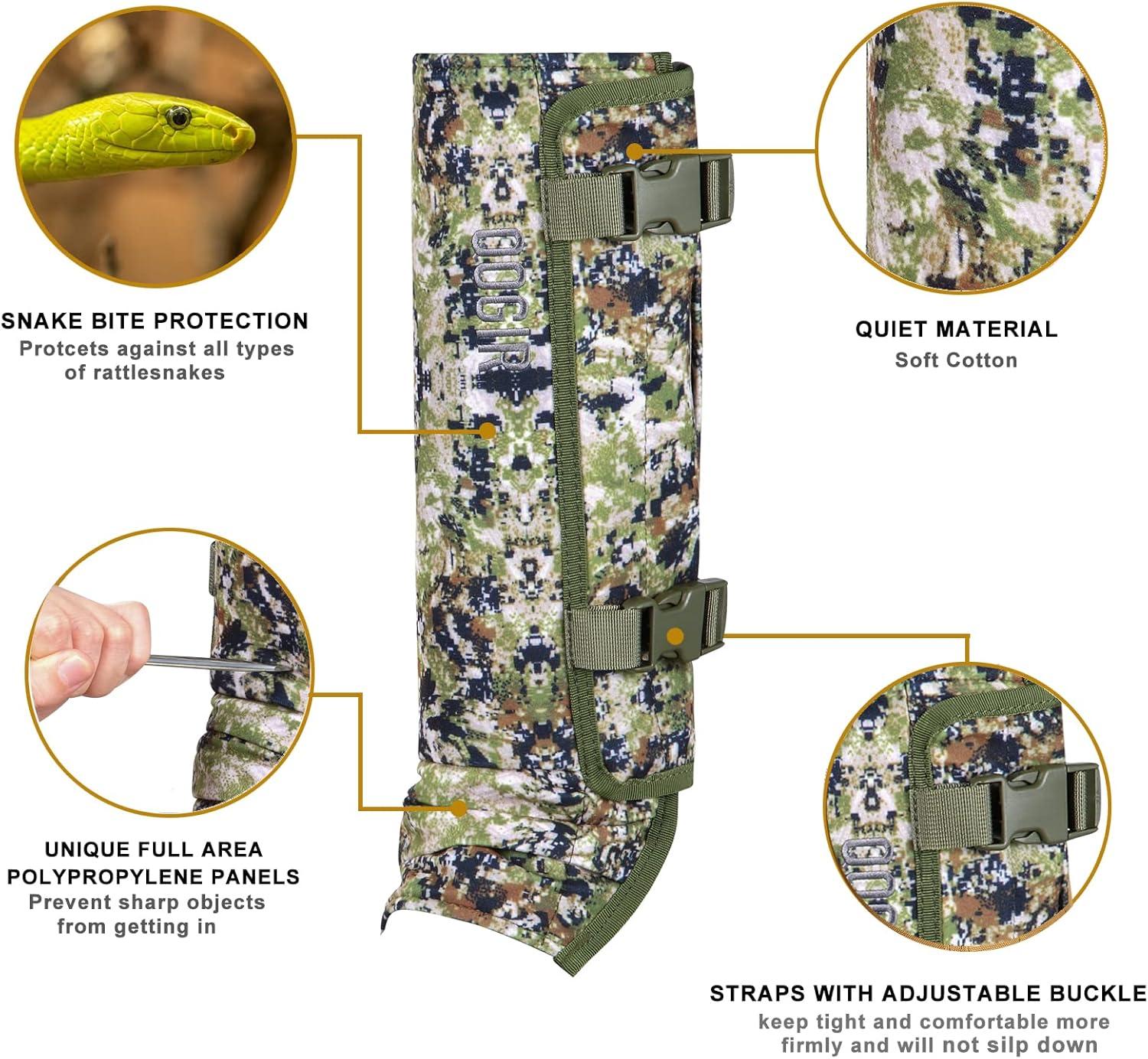 imageQOGIR Snake Gaiters 3P ampamp Silent Camo Gaiters Durable Snake Guards for Hunting Snake Gaiter Leggings for Men ampamp Women Snake Bite Protection for Lower Legs Snake Proof Gaiters with Adjustable Size