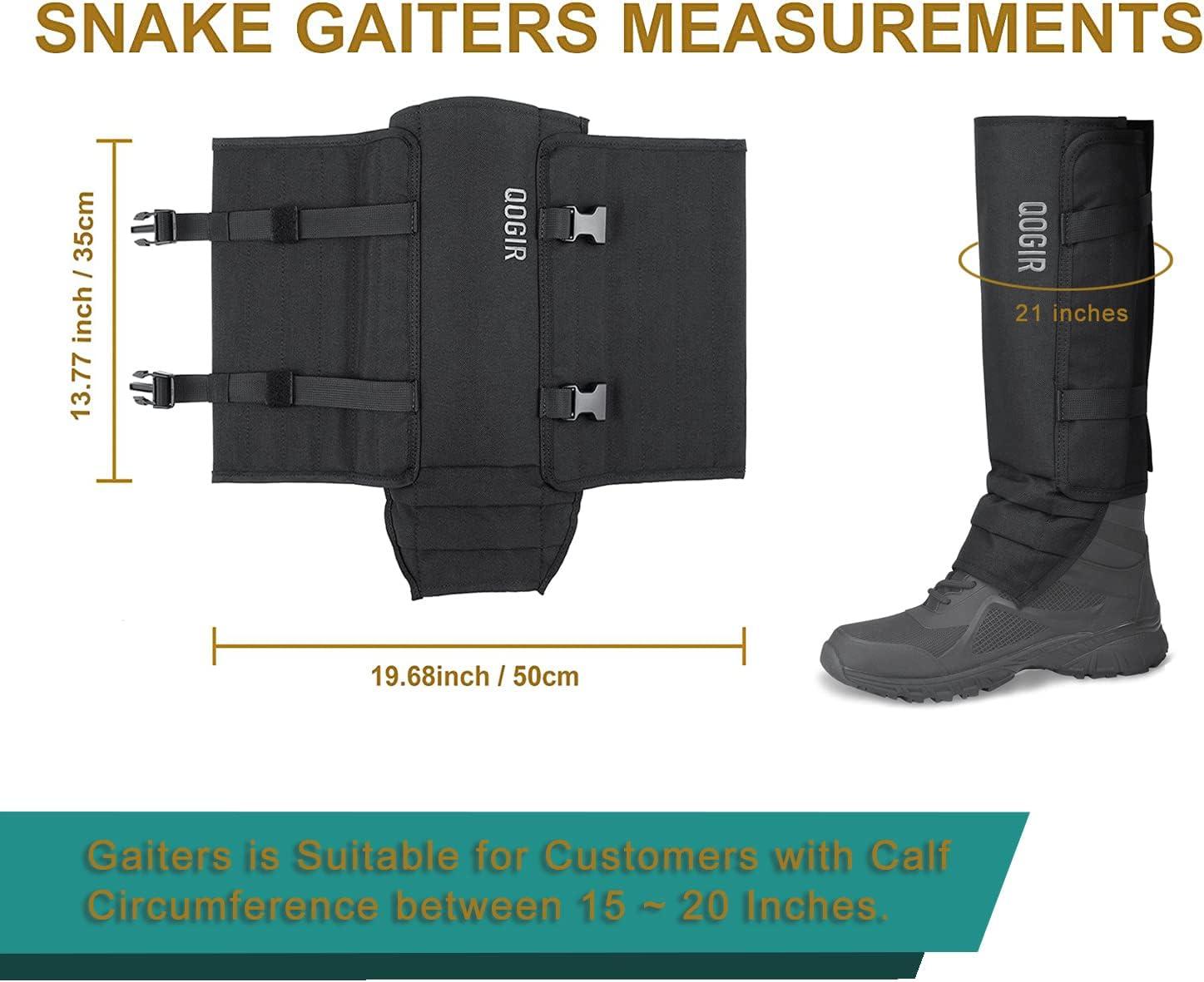 imageQOGIR Snake Gaiters for Hunting Durable Snake Guards Snake Gaiter Leggings for Men ampamp Women Snake Bite Protection for Lower Legs Snake Proof Gaiters with Adjustable SizeBlack