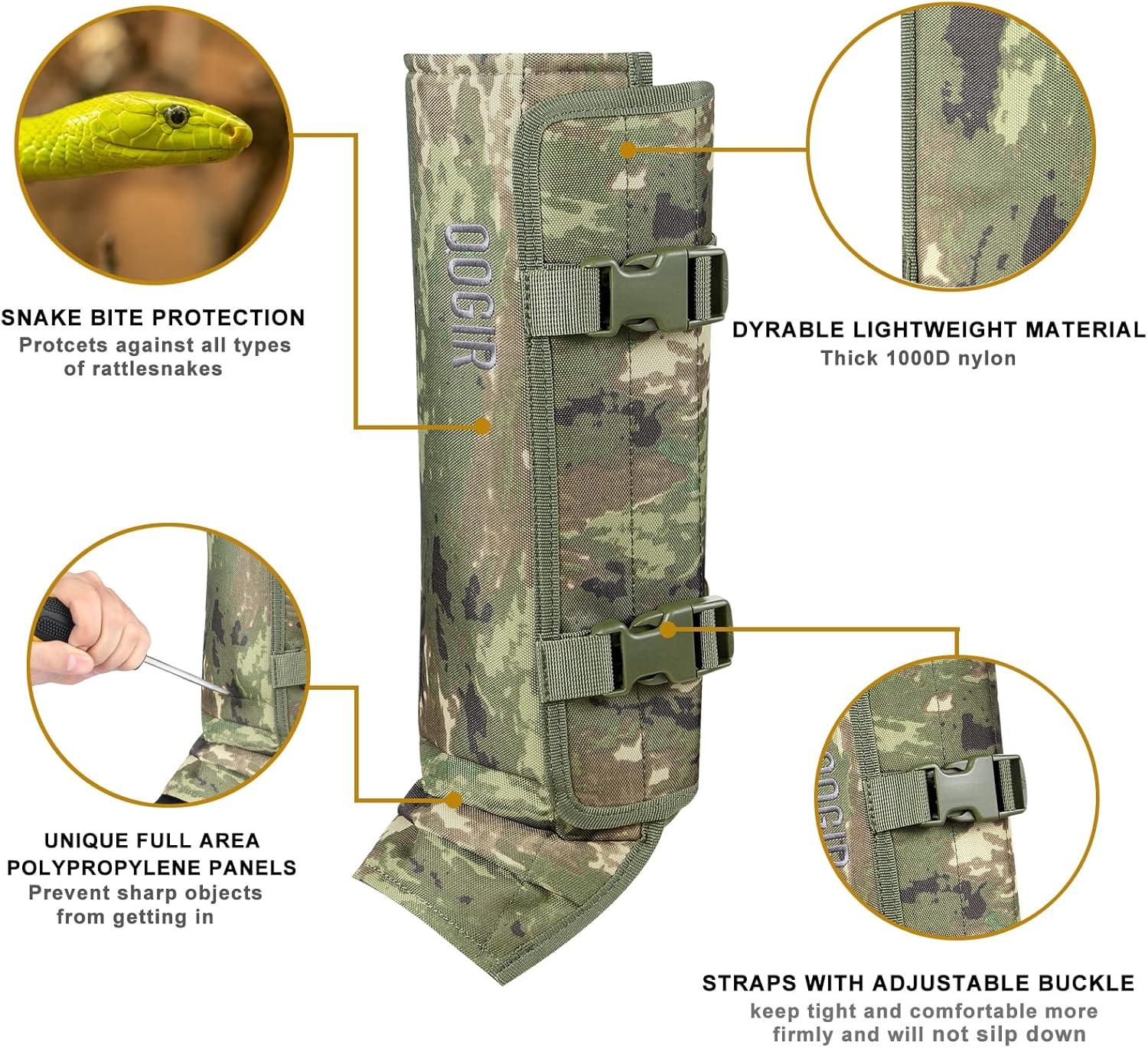 imageQOGIR Snake Gaiters for Hunting Snake Bite Protection Guards for Legs Heavy Duty Adjustable Lightweight Flexible Design fits Men Women