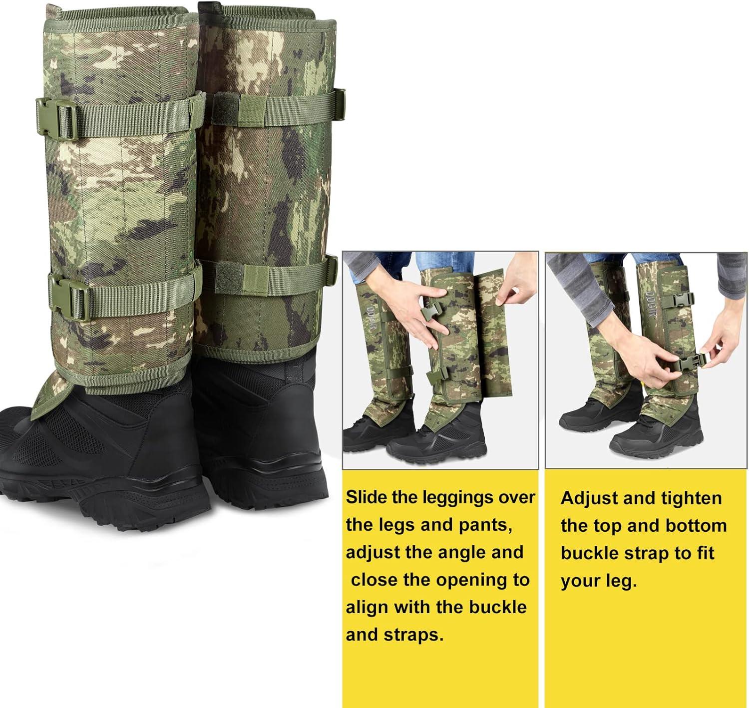 imageQOGIR Snake Gaiters for Hunting Snake Bite Protection Guards for Legs Heavy Duty Adjustable Lightweight Flexible Design fits Men Women