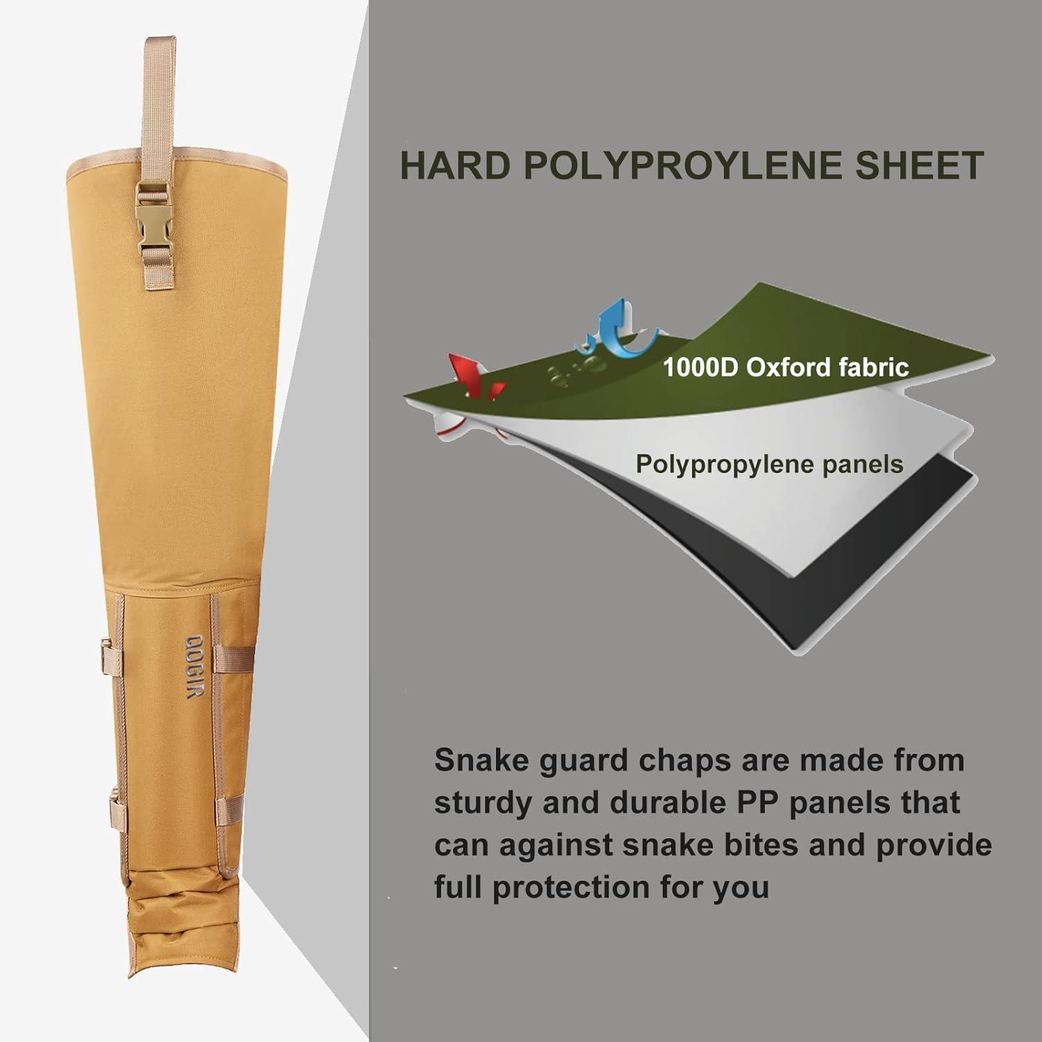 imageQOGIR Snake Guard Protection Chaps Snake Bite Protection for Ankle to Thigh Snake Chaps Waterproof Snake GaitersKhaki