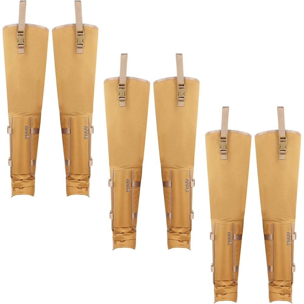 imageQOGIR Snake Chaps Snake Guard Gaiters for BriarProof Upland Hunting Chap Waterproof Brush Protector Chap Hunting GaitersKhaki3 Pack