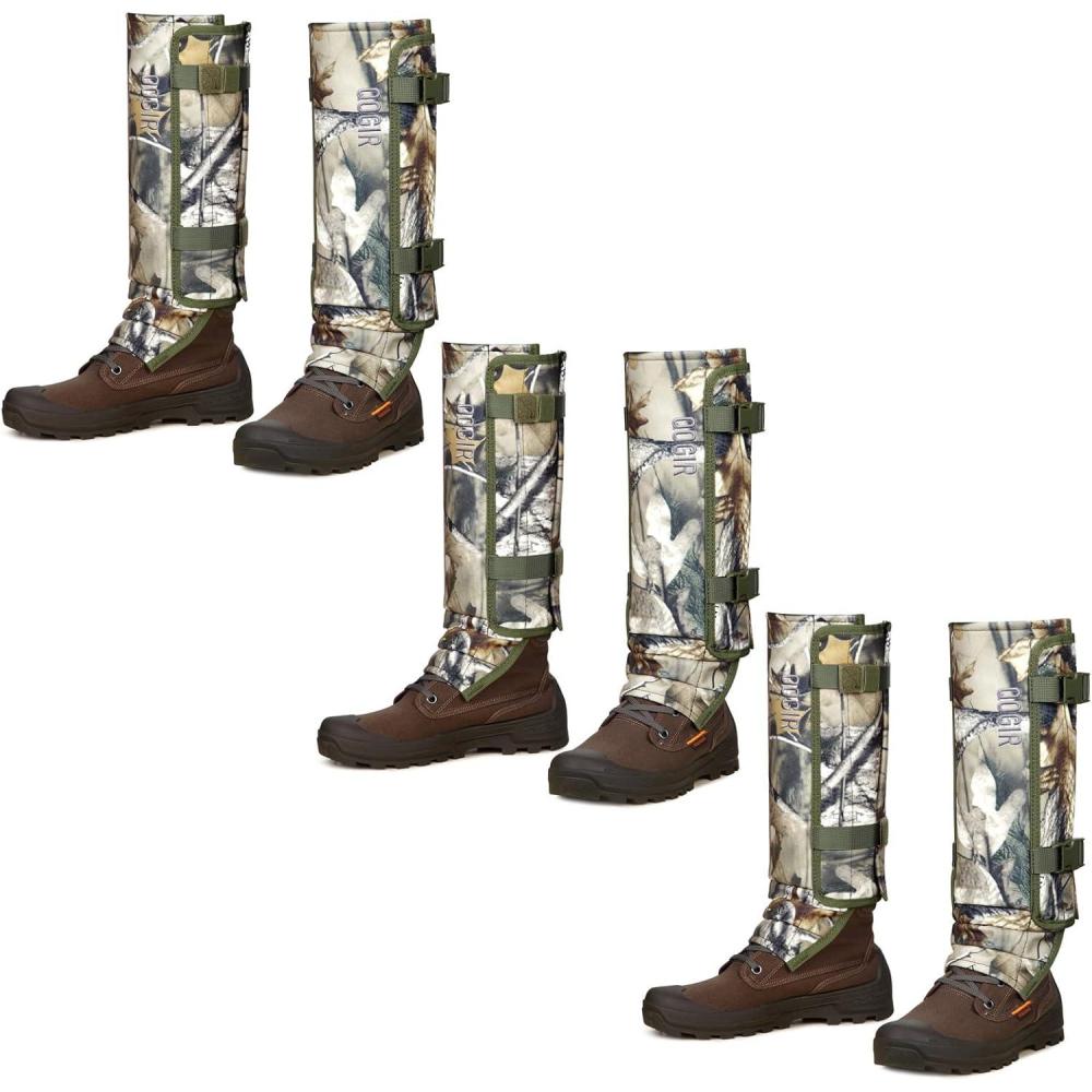 imageQOGIR Snake Gaiters 3 Pack Durable Snake Guards for Hunting Snake Gaiter Leggings for Men ampamp Women Snake Bite Protection for Lower Legs Snake Proof GaitersTree Camo3 Pack