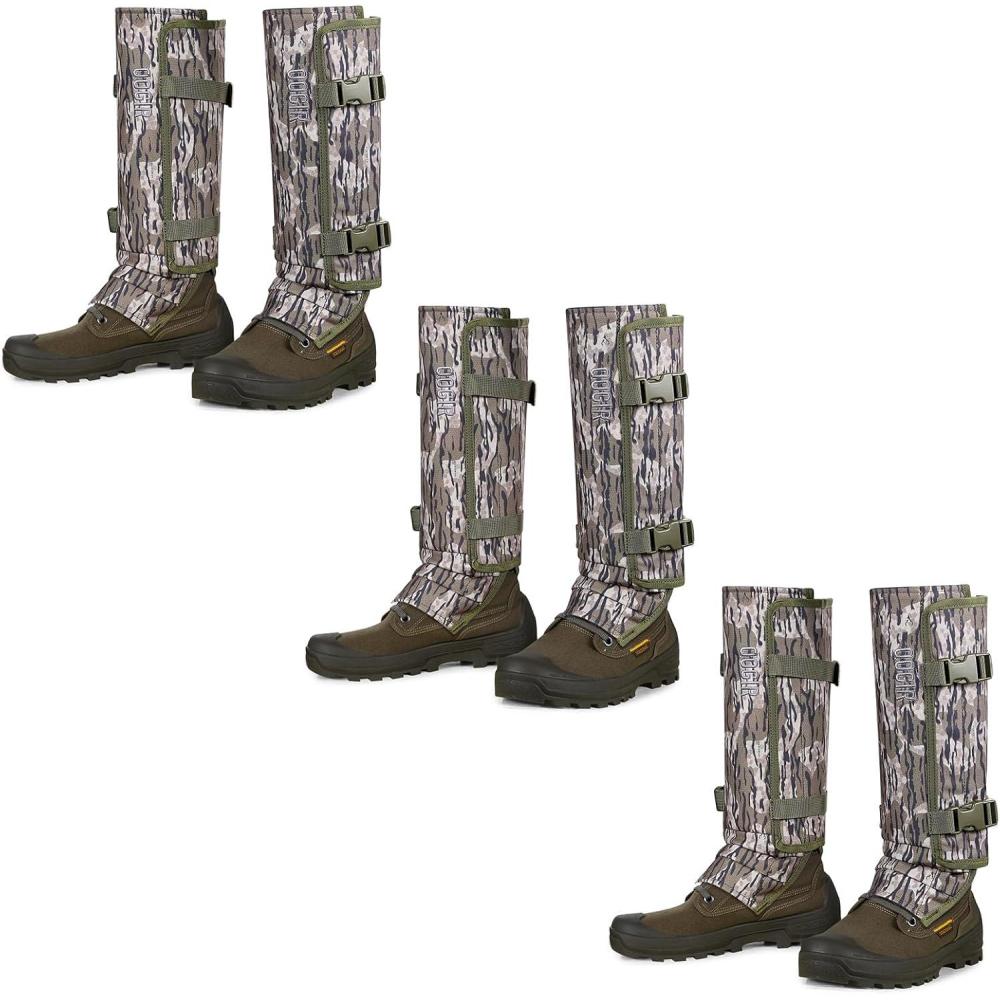 imageQOGIR Snake Gaiters 3 Pack Durable Snake Guards for Hunting Snake Gaiter Leggings for Men ampamp Women Snake Bite Protection for Lower Legs Snake Proof GaitersBark Camo3 Pack