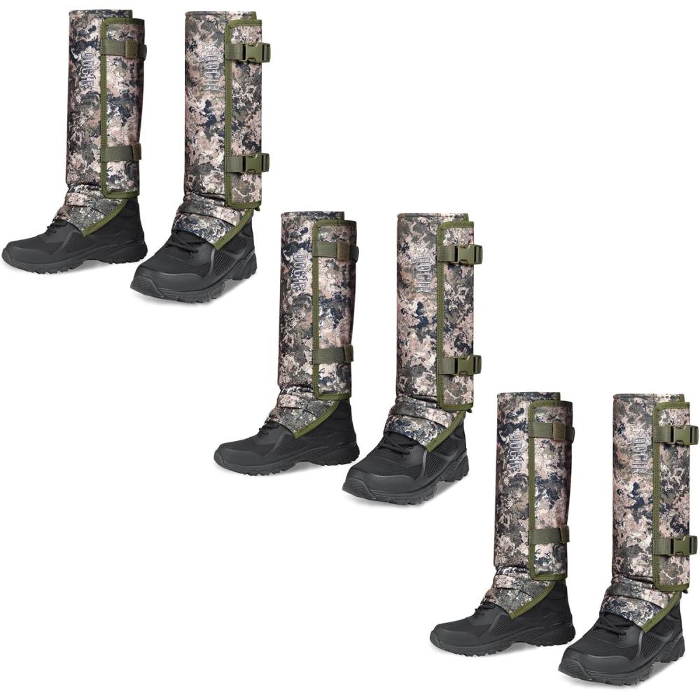 imageQOGIR Snake Gaiters 3 Pack Durable Snake Guards for Hunting Snake Gaiter Leggings for Men ampamp Women Snake Bite Protection for Lower Legs Snake Proof GaitersMountain Camo3 Pack