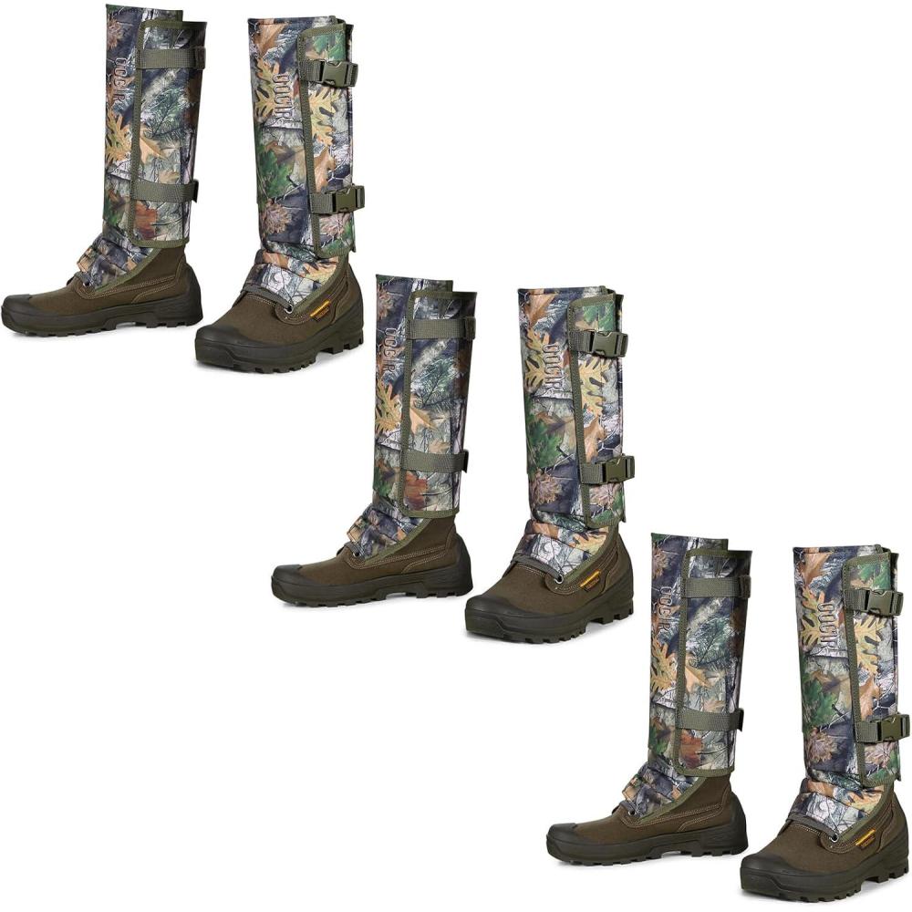 imageQOGIR Snake Gaiters 3 Pack Durable Snake Guards for Hunting Snake Gaiter Leggings for Men ampamp Women Snake Bite Protection for Lower Legs Snake Proof GaitersNew Tree Camo3 Pack