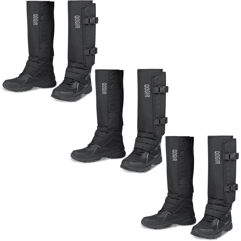 imageQOGIR Snake Gaiters 3 Pack Durable Snake Guards for Hunting Snake Gaiter Leggings for Men ampamp Women Snake Bite Protection for Lower Legs Snake Proof GaitersDark Black3 Pack