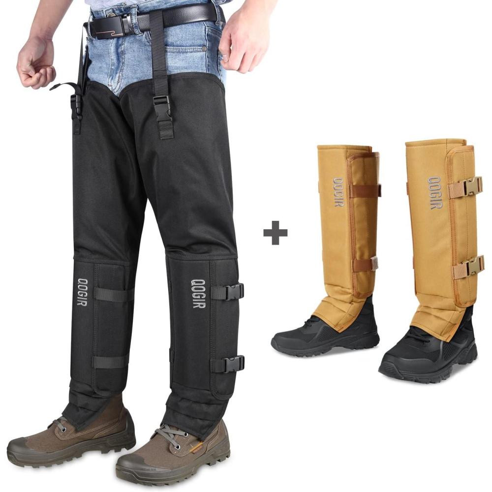 imageQOGIR Snake Gaiters Guard Chaps for Hunting Snake Gear with Full Protection for Ankle to Lower and Thigh Legs from Snake Bites ampamp Briar Thorns ampamp Brush