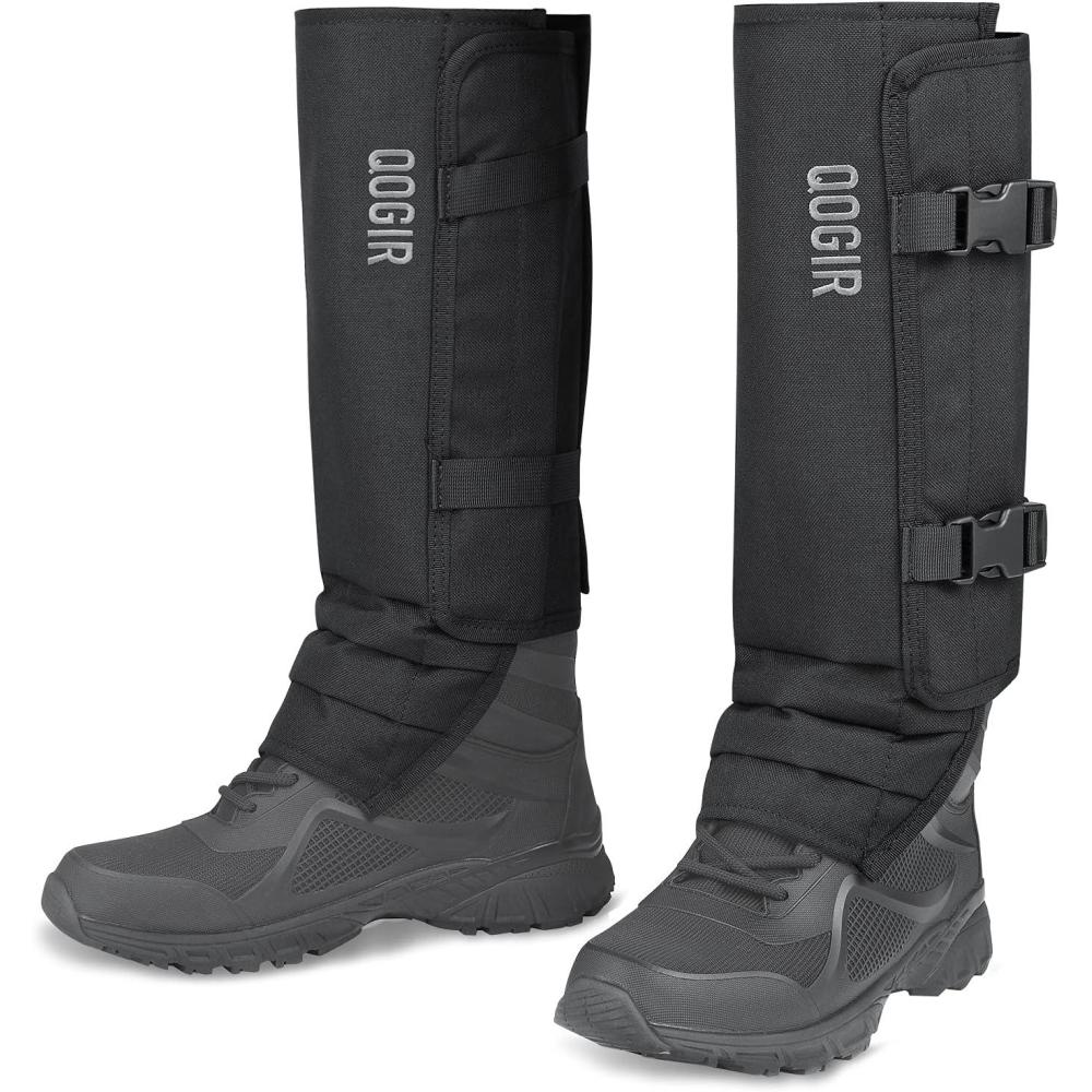 imageQOGIR Snake Gaiters for Hunting Durable Snake Guards Snake Gaiter Leggings for Men ampamp Women Snake Bite Protection for Lower Legs Snake Proof Gaiters with Adjustable SizeBlack