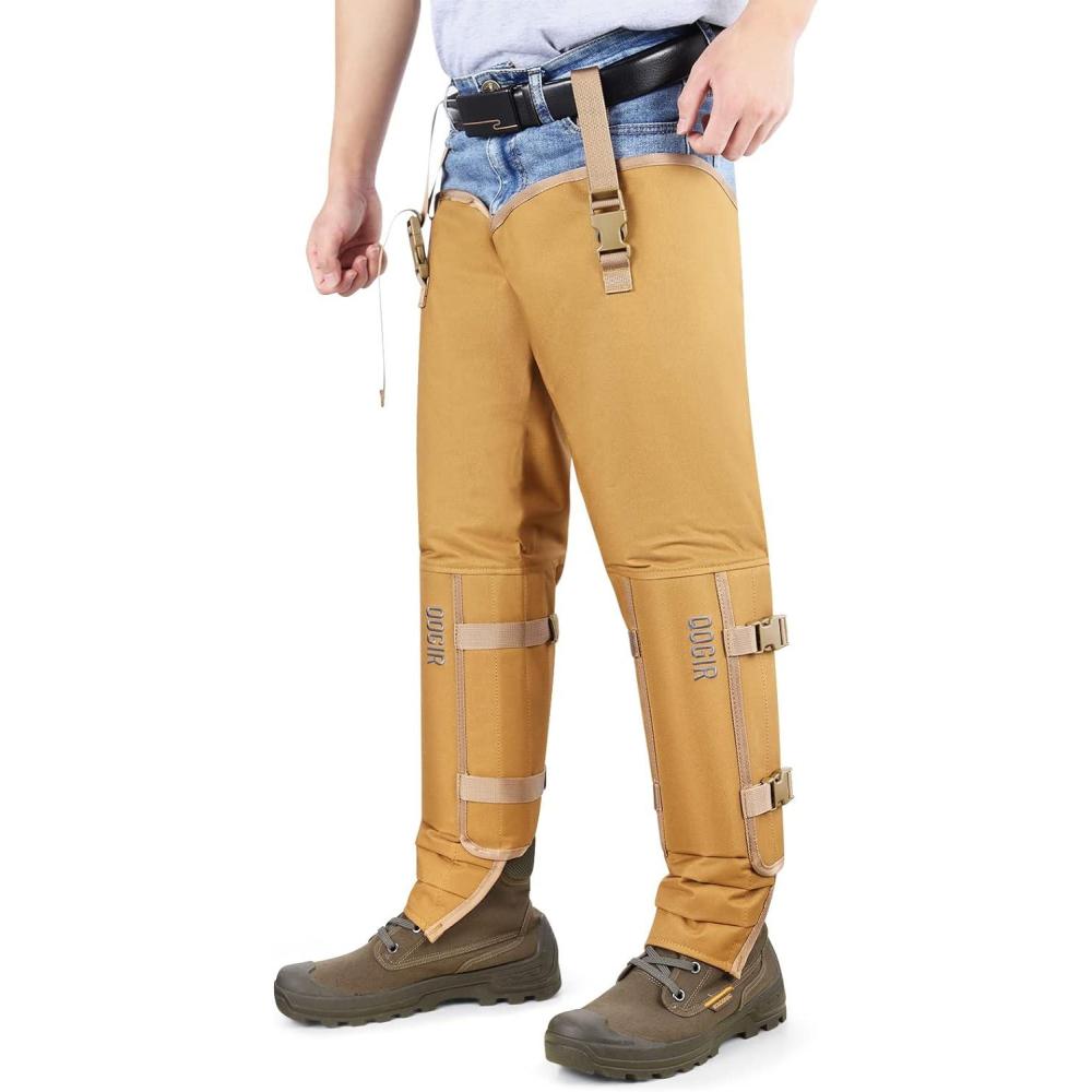 imageQOGIR Snake Guard Protection Chaps Snake Bite Protection for Ankle to Thigh Snake Chaps Waterproof Snake GaitersKhaki