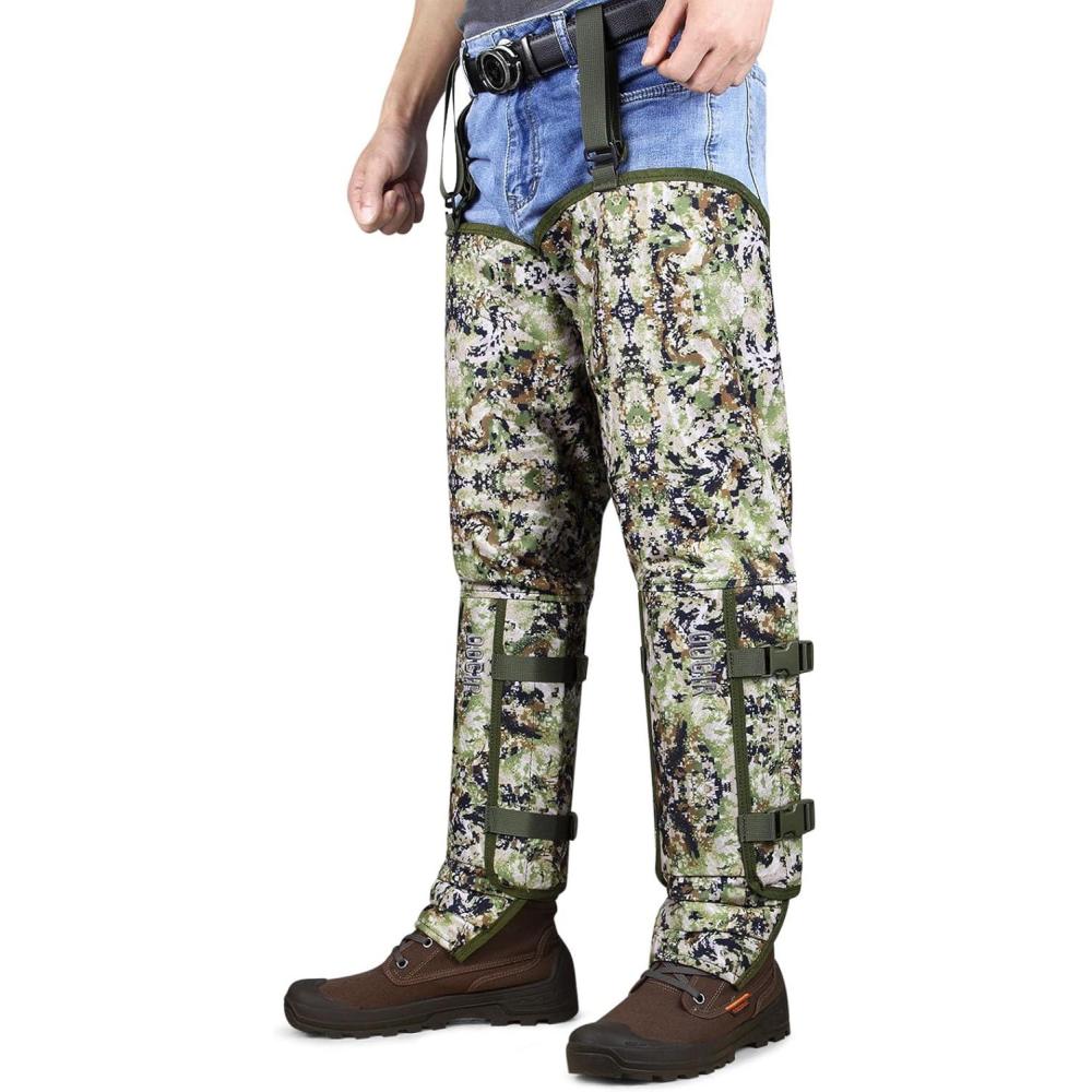 imageQOGIR Snake Guard Protection Chaps Snake Bite Protection for Ankle to Thigh Snake Chaps Waterproof Snake GaitersWoodland Camo