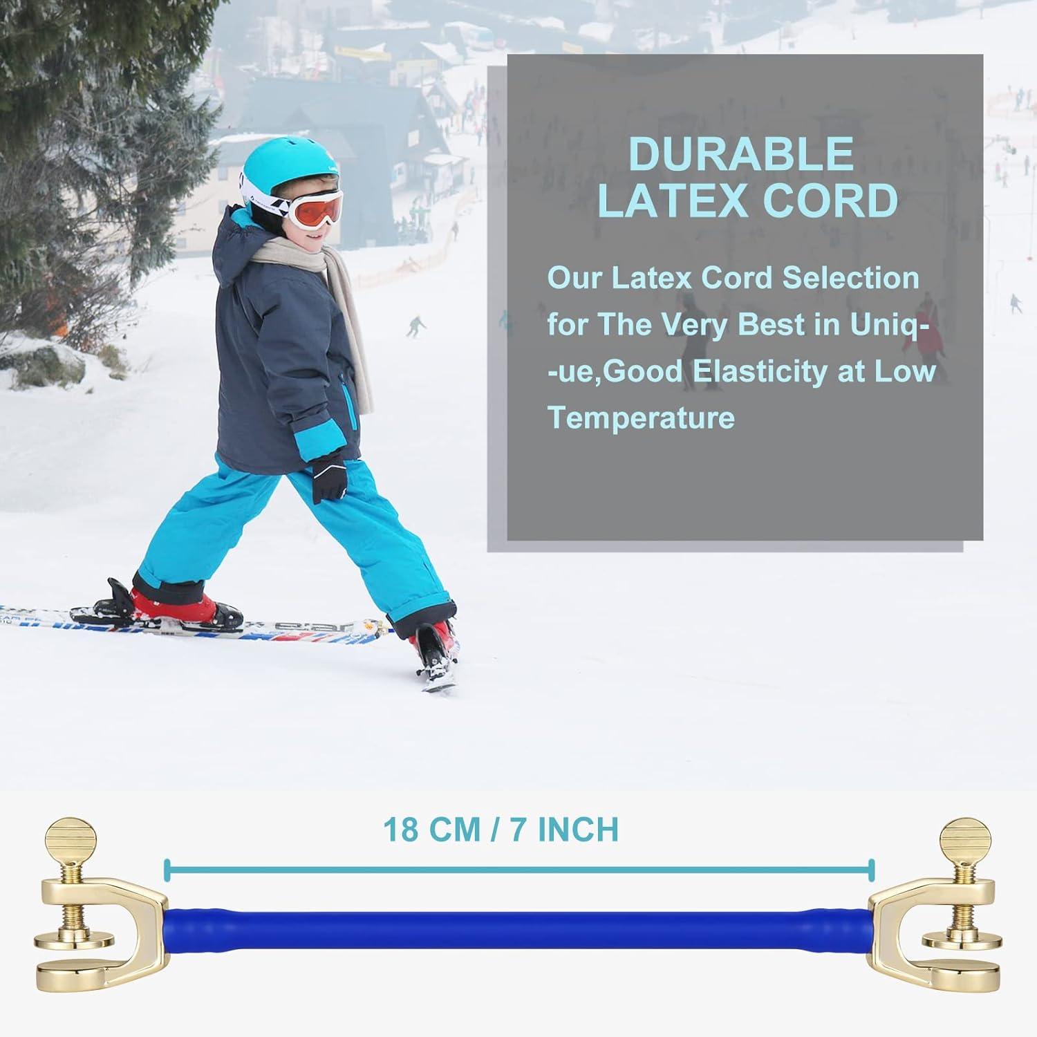 imageQOGIR Durable Ski Tip Connector with Stainless Steel Head Learn to Ski with Ski Training Tip Connector Portable Ski Training Aid to Teaches Speed Control Perfect for BeginnersBlue