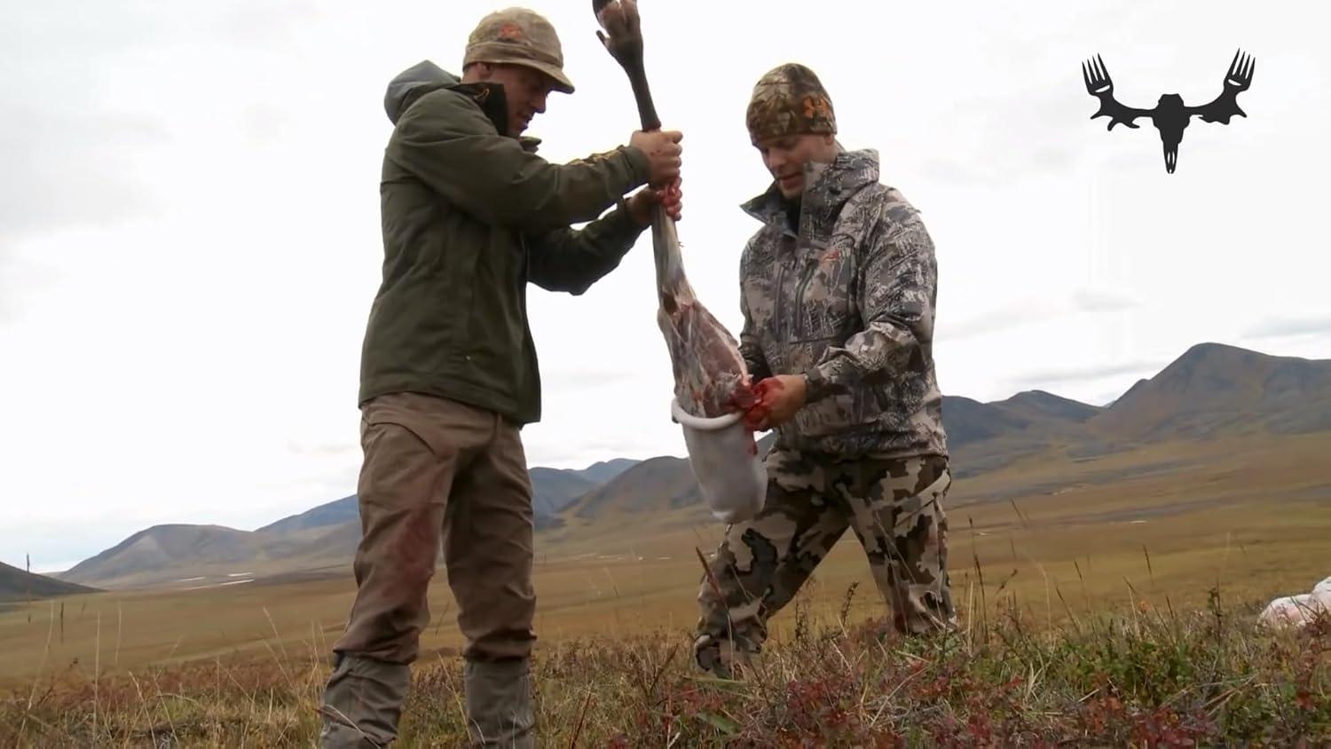 imageQOGIR Elk Game Bags Hunting Meat 4Pack 48Inch Reusable Meat Game Bags Lightweight Game Deer Antelope and Sheep Bags Breathable Rolled Heavy Duty Quarter Bags Big Game Bags for Elk Caribou