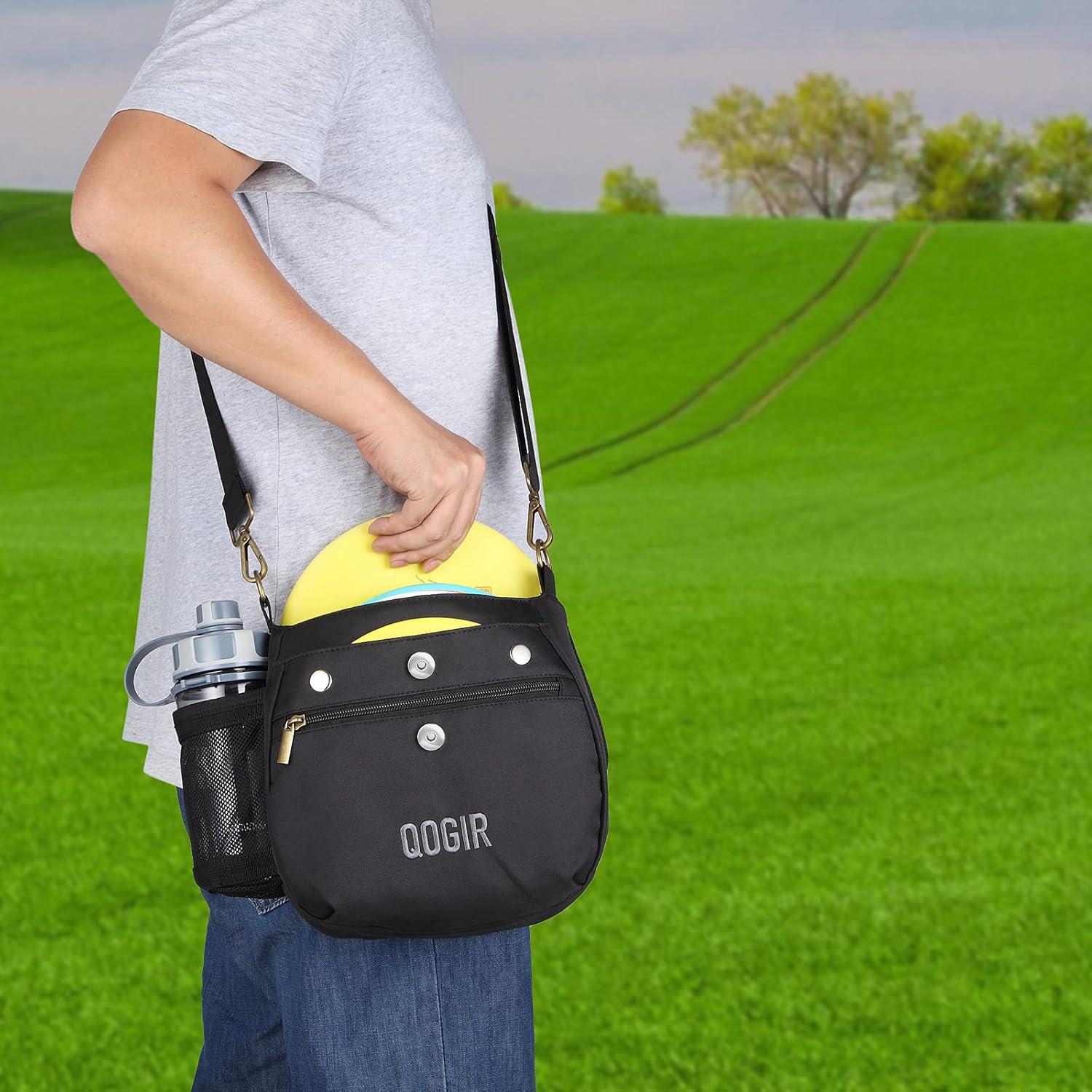 imageQOGIR Lightweight Disc Golf Bag Durable Disc Golf Bag with 8 Disc Capacity Introductory Discs Golf Bag Holds Water Bottle and Accessories Great for Beginners