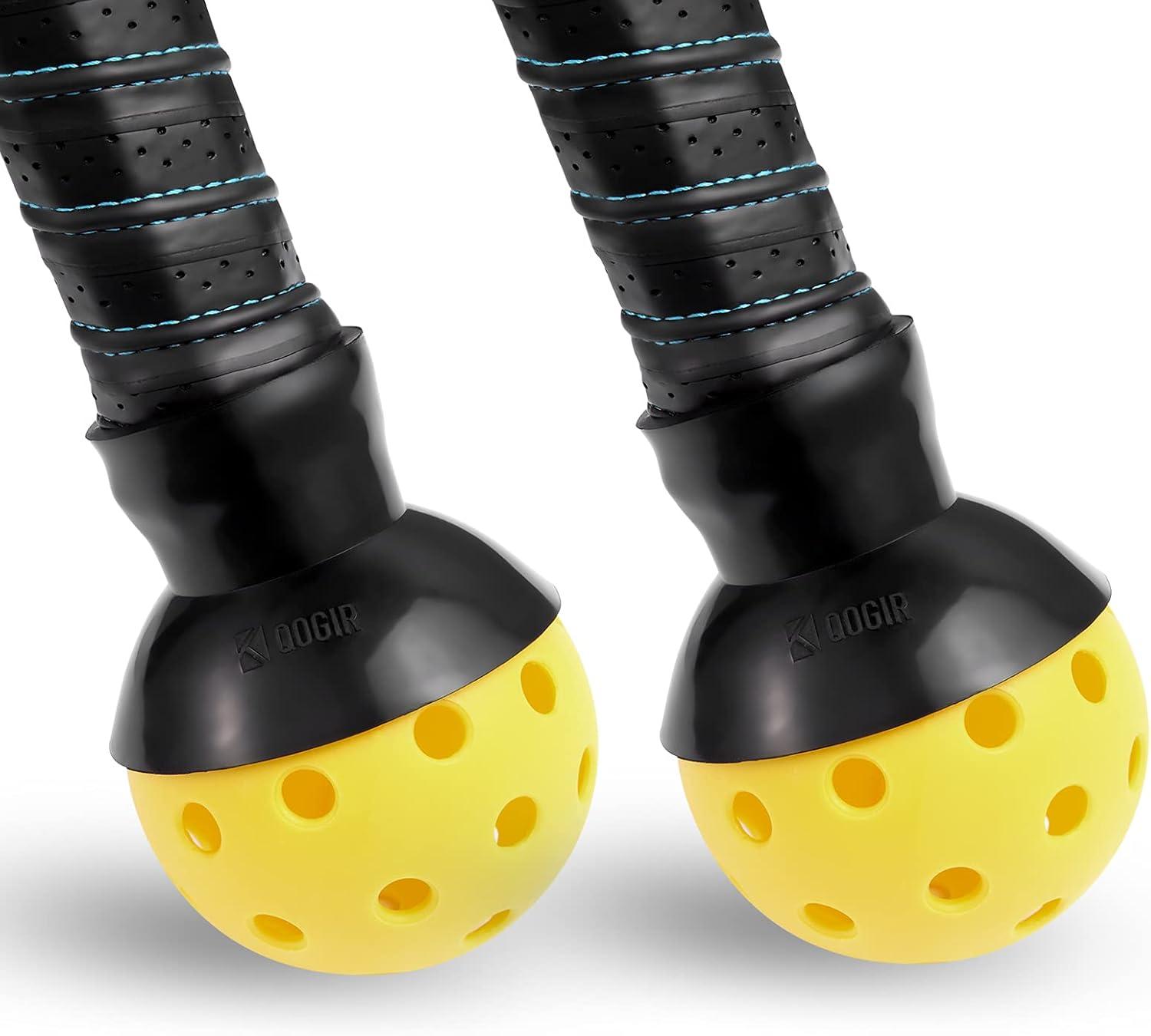 imageQOGIR Pickleball Ball Retriever 3 Pack Easy Pickleball Ball Accessory to Pick Up Pickleball Balls Without Bending Over Attaches to Pickleball Paddle Bottom Fits Any Pickleball Paddles Black
