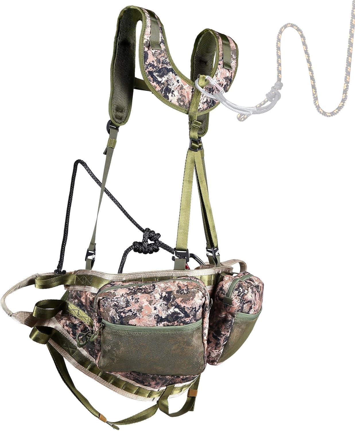 imageQOGIR Saddle Hunting Bridge Rope Adjustable Tree Saddle Bridge Replacement Durable 350 lb Rated Hunting Bridge Rope Fits All Saddles Saddle Hunting Safety Tether Rope