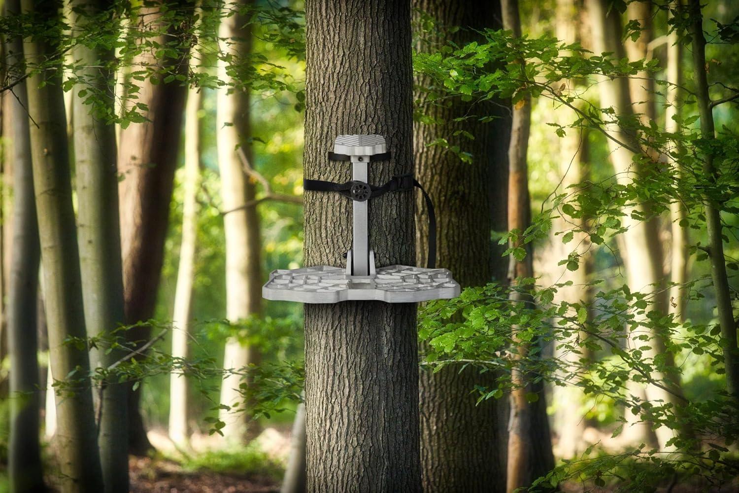 imageQOGIR Saddle Hunting Platform Reliable Tree Saddle Platform with NonSlip Ridge Grips Lightweight Cast Aluminum Construction Fully Adjustable Silent Platform 161quotx122quot Hunting PlatformGrey