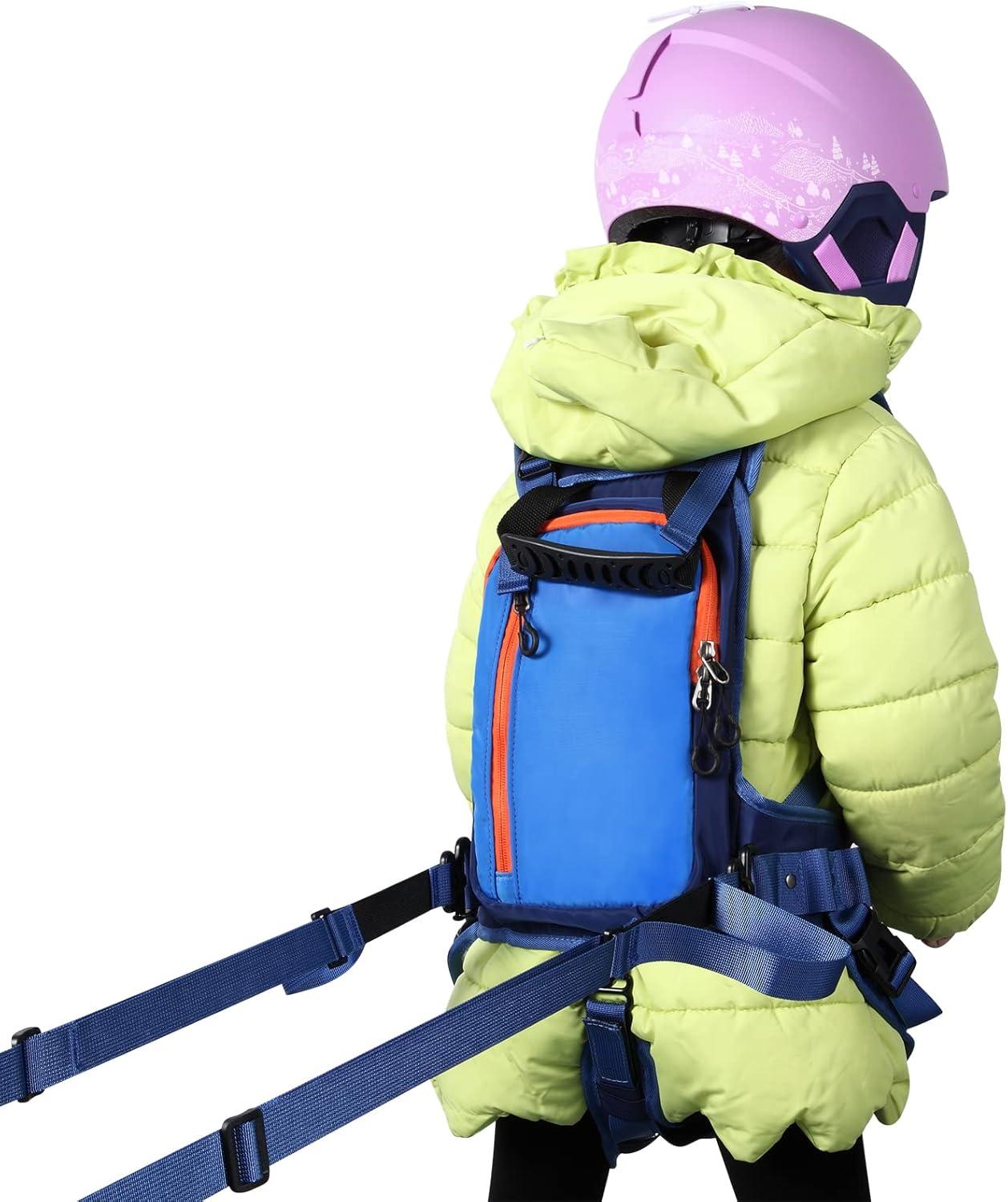 imageQOGIR Ski Harness for Kids Teach Your Child The Speed Control of Skiing with Mini Backpack and Adjustable Seat HarnessBlue