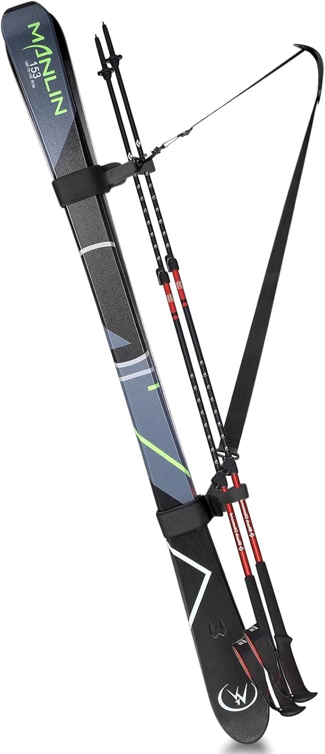 imageQOGIR Ski Strap and Pole Carrier Adjustable Cushioned Shoulder Sling for Easy Transport Ski Gear ampampSnowboard Carrying System2 Pack