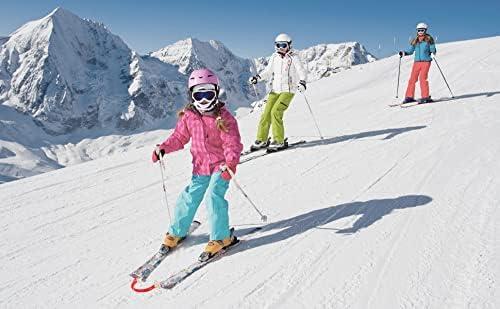 imageQOGIR Ski Tip Connector for Kids Durable Ski Clips with Stainless Steel Head Learn to Ski With Ski Training Tip Connector Portable Ski Training Aid To Teaches Speed Control for Beginners Dark Red