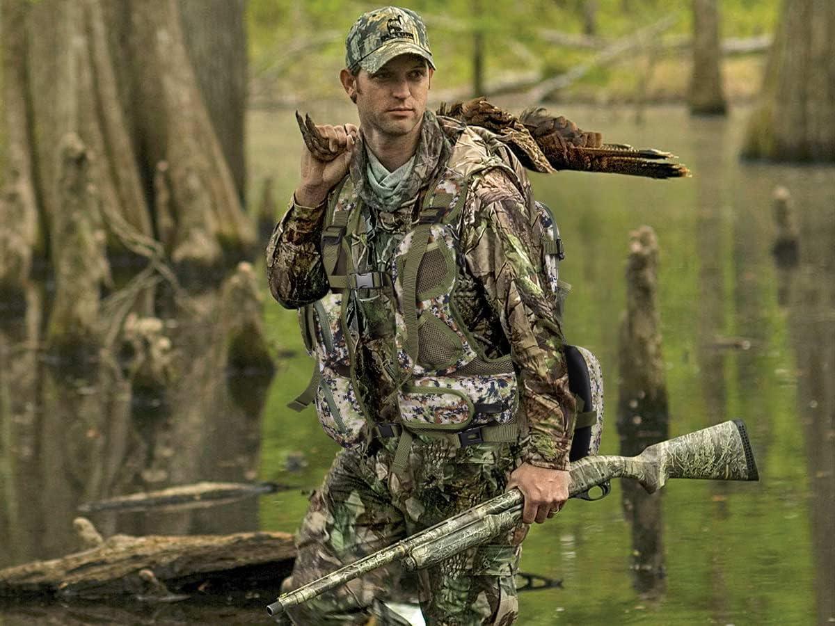imageQOGIR Turkey Vest for Hunting with Seat Cushion Comfortable Turkey Hunting Vest Adjustable Turkey Vest with Game PouchTree Camo