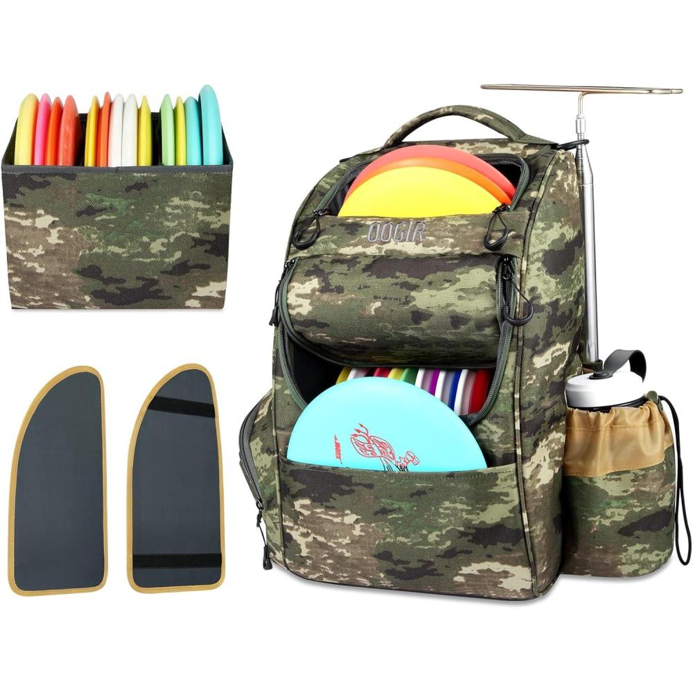 imageQOGIR Disc Golf Bag Durable Disc Golf Backpack Lightweight Disc Golf Bag with Two Sidewall Supports and Dividers Design Introductory Disc Golf Bag for Beginners and Casual Disc Golf Rounds