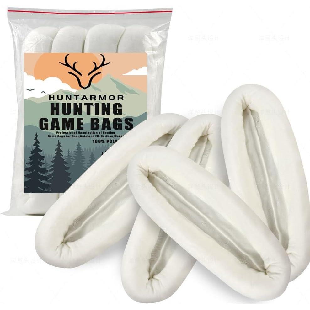 imageQOGIR Elk Game Bags Hunting Meat 4Pack 48Inch Reusable Meat Game Bags Lightweight Game Deer Antelope and Sheep Bags Breathable Rolled Heavy Duty Quarter Bags Big Game Bags for Elk Caribou
