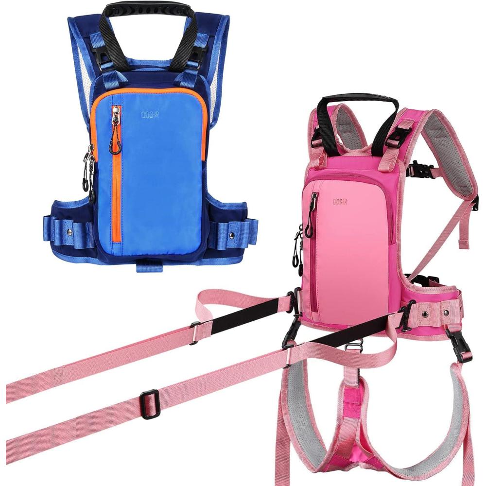 imageQOGIR Ski Harness With Seat for Kids Teach Your Child The Speed Control of Skiing with Mini Backpack and Adjustable Harness