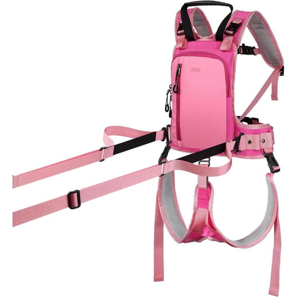 imageQOGIR Ski Harness for Kids Teach Your Child The Speed Control of Skiing with Mini Backpack and Adjustable Seat HarnessPink