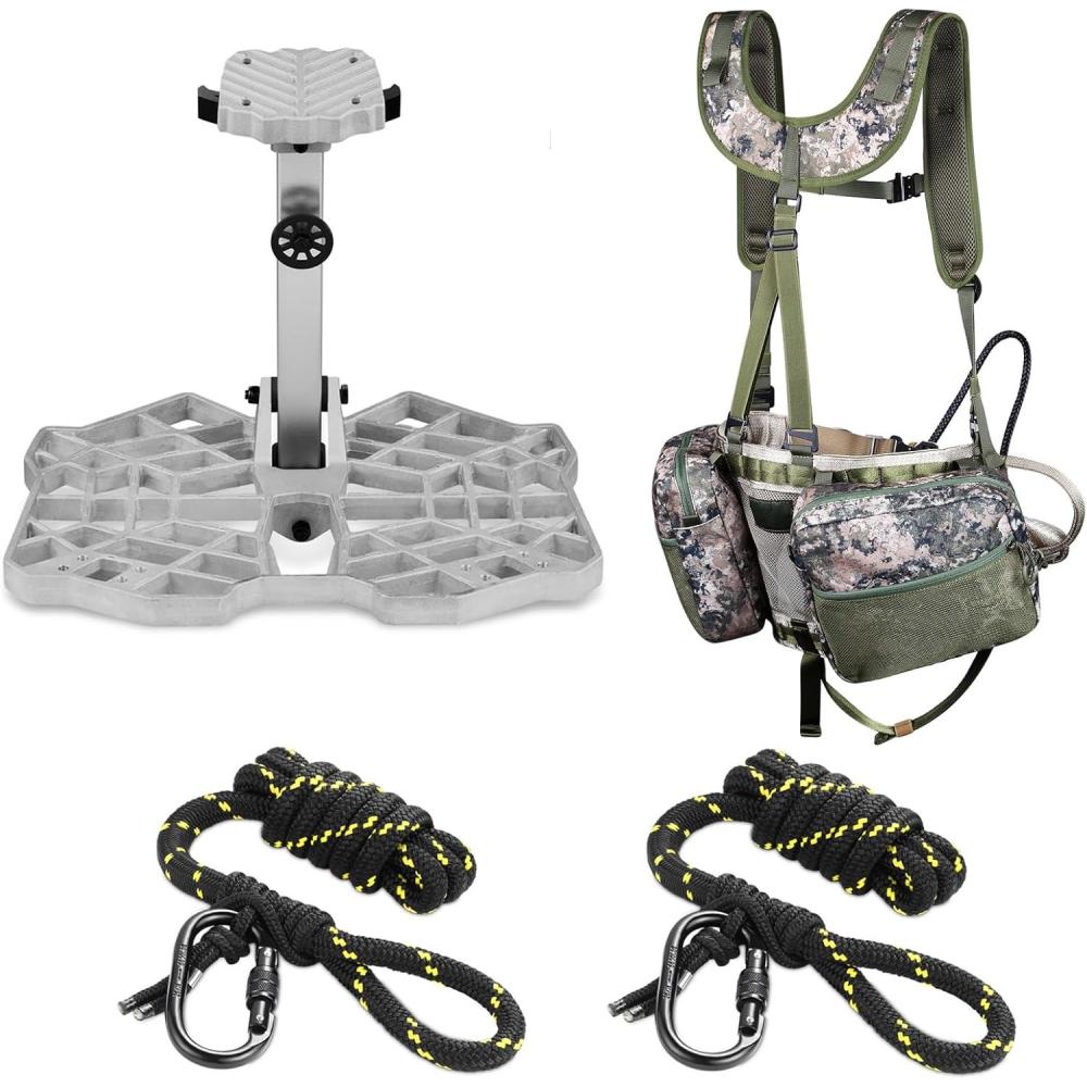 imageQOGIR Complete Tree Saddle Hunting Kit Hunting Saddle System with 16quotx12quot Aluminum Saddle Hunting Platform Gen3 Hunting Saddle Bridge Tether ampamp Linemans RopeMulti Color