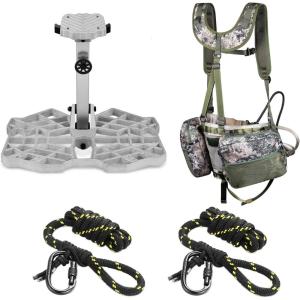 QOGIR Complete Tree Saddle Hunting Kit, Hunting Saddle System with 16″x12″ Aluminum Saddle Hunting Platform, Gen3 Hunting Saddle, Bridge, Tether & Lineman’s Rope(Multi Color)