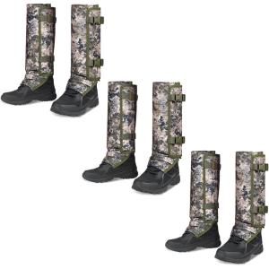 QOGIR Snake Gaiters 3 Pack: Durable Snake Guards for Hunting, Snake Gaiter Leggings for Men & Women, Snake Bite Protection for Lower Legs, Snake Proof Gaiters(Mountain Camo)