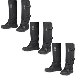 QOGIR Snake Gaiters 3 Pack: Durable Snake Guards for Hunting, Snake Gaiter Leggings for Men & Women, Snake Bite Protection for Lower Legs, Snake Proof Gaiters(Black)
