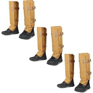 QOGIR Snake Gaiters 3 Pack: Durable Snake Guards for Hunting, Snake Gaiter Leggings for Men & Women, Snake Bite Protection for Lower Legs, Snake Proof Gaiters(Mud Color)